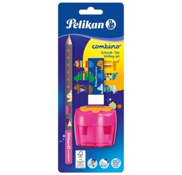 Zestaw szkolny PELIKAN ołówek, temperówka, gumka kol. różowy [811217]