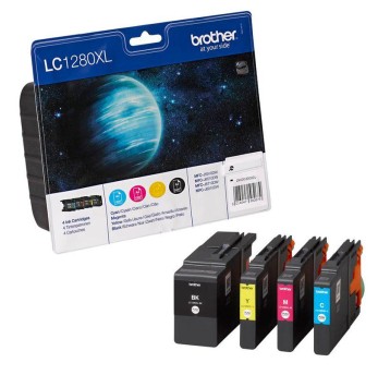 Zestaw tuszy BROTHER LC1280XLVALBP CMYK 3 x 20ml + 66ml 3 x 1200 str. + 2400 str. (4 x LC1280XL) pak 4 szt.
