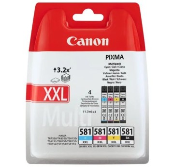 Zestaw tuszy CANON 1998C005 / CLI-581XXL-CMYK C/M/Y/K 4 x 11,7ml (4x CL-581XXL) | 1998C006 / 1998C007 | pak 4 szt.