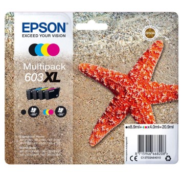 Zestaw tuszy EPSON C13T03A64010 / 603XL C/M/Y/K 3 x 4ml + 8,9ml 3 x 350 str. + 500 str. (4 x 603XL) pak 4 szt.