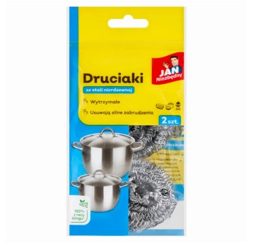 Zmywak uniwersalny druciak JAN NIEZBĘDNY kol. srebrny 2 szt.