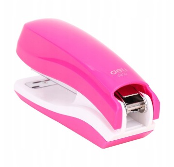 Zszywacz uniwersalny DELI do 25 kartek metal / tworzywo kol. biało-różowy [EO319_WP]