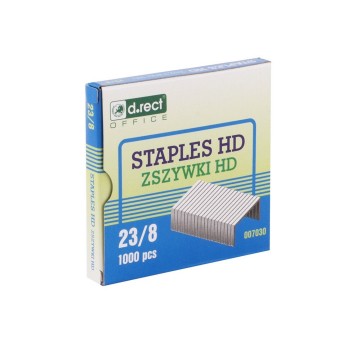 Zszywki 23/8 uniwersalne D.RECT 50 kartek kol. srebrny 1000 szt. [007030]