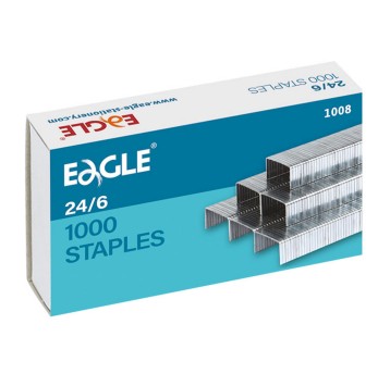 Zszywki 24/6 uniwersalne EAGLE 30 kartek kol. srebrny 1000 szt. [110-1319]
