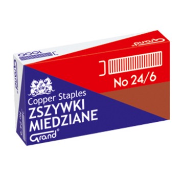 Zszywki 24/6 uniwersalne GRAND 30 kartek kol. miedziany 1000 szt. [110-1422]