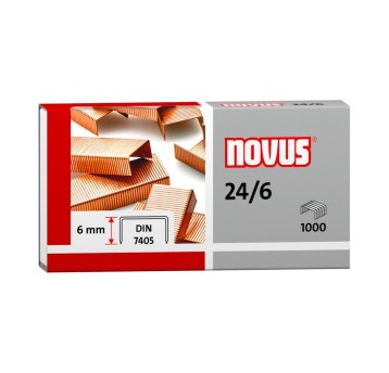 Zszywki 24/6 uniwersalne NOVUS 30 kartek kol. miedziany 1000 szt. [040-0206NO]