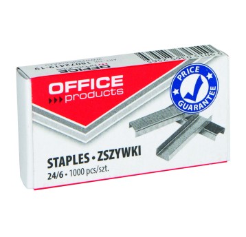 Zszywki 24/6 uniwersalne OFFICE PRODUCTS 25 kartek kol. srebrny 1000 szt. [18072419-19]