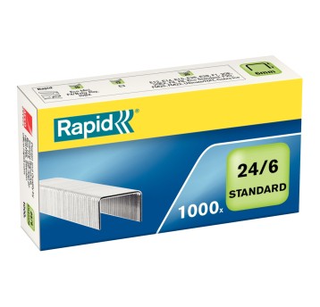 Zszywki 24/6 uniwersalne RAPID Standard 20 kartek kol. srebrny 1000 szt. [24855600]