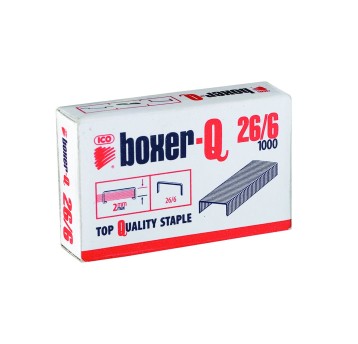 Zszywki 26/6 uniwersalne ICO BOXER 25 kartek kol. srebrny 1000 szt. [ISAXBQ26/6]