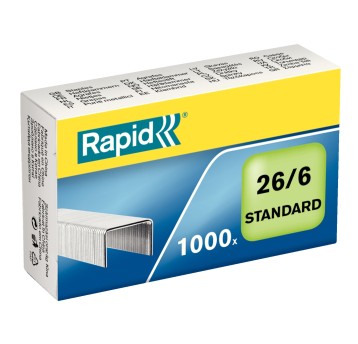 Zszywki 26/6 uniwersalne RAPID Standard 20 kartek kol. srebrny 1000 szt. [24861300]