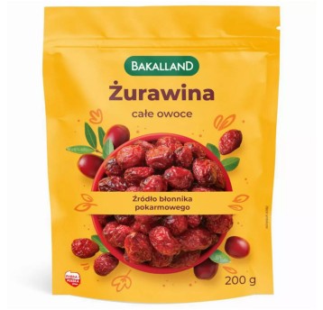 Żurawina suszone BAKALLAND Całe owoce 200g
